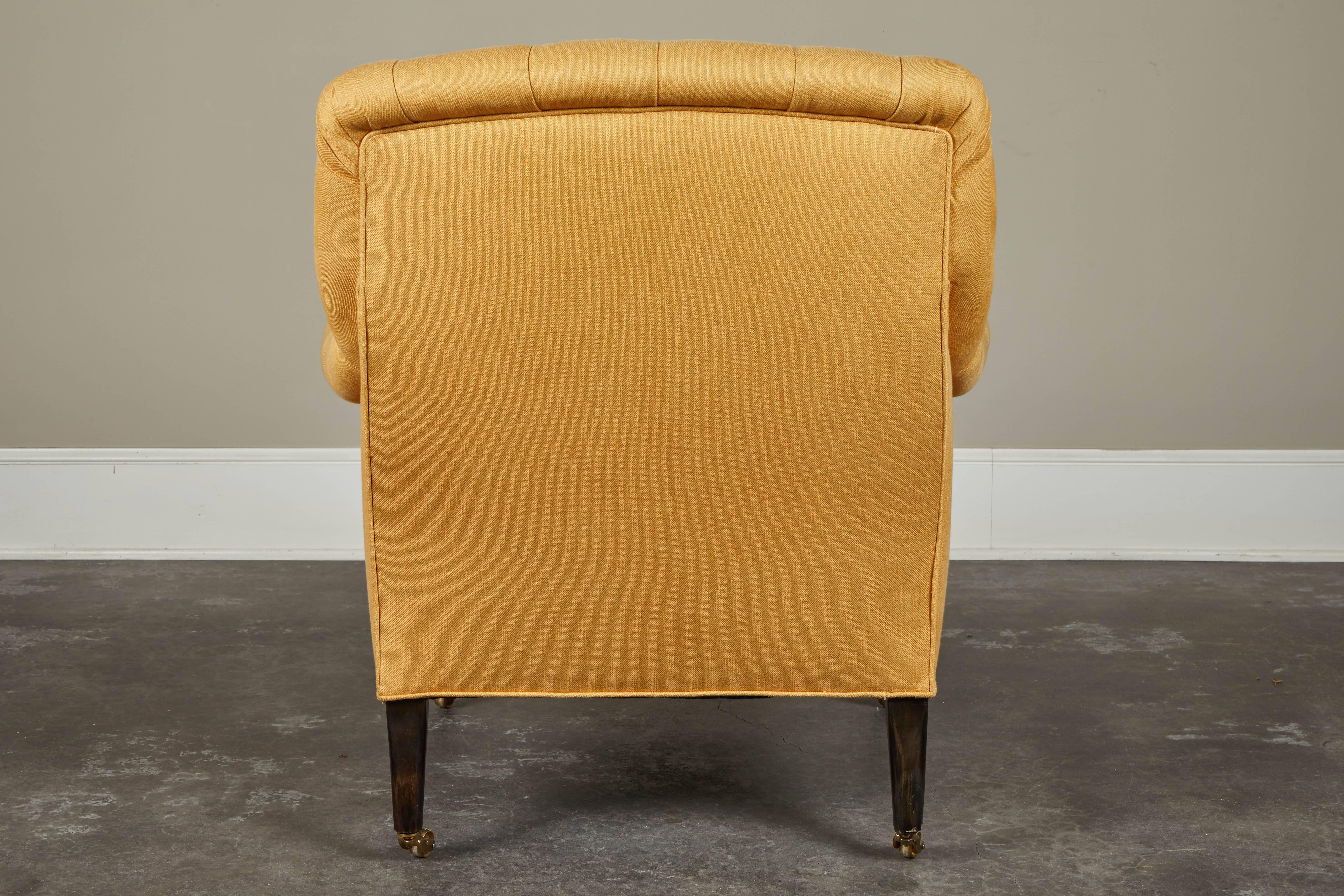Tufted Upholstered Club Chair on Casters, Susanne Hollis Collection 1