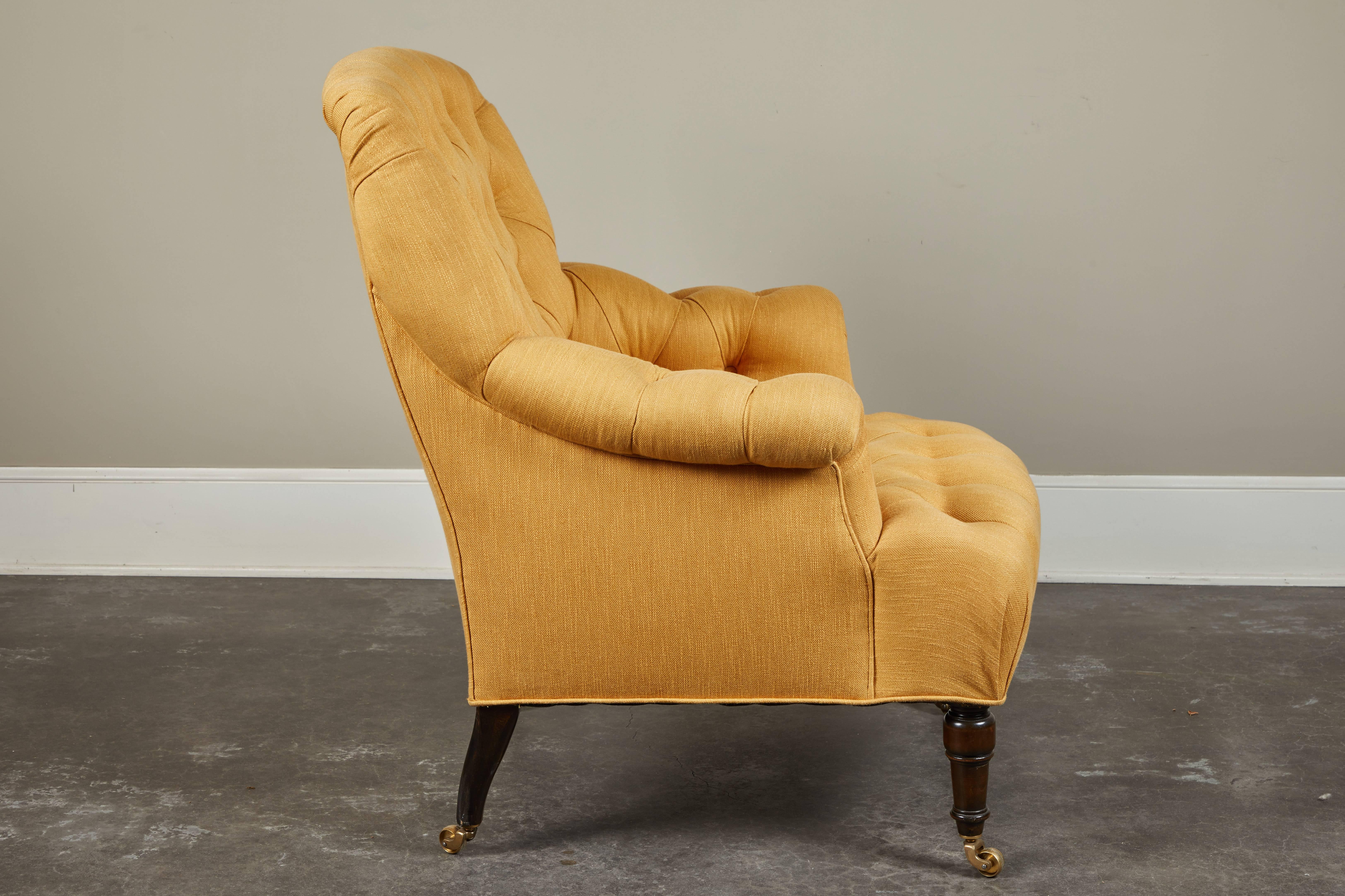 Regency Tufted Upholstered Club Chair on Casters, Susanne Hollis Collection