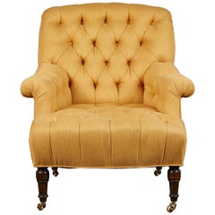 Tufted Upholstered Club Chair on Casters, Susanne Hollis Collection