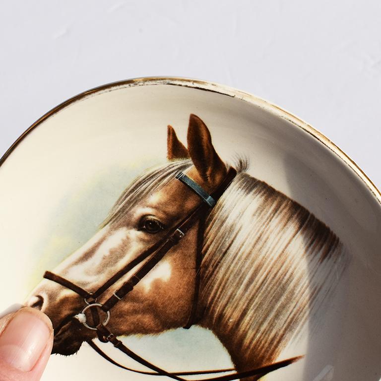 American Classical Classic Equestrian Style Ceramic Horse Vide-Poche Decorative Trinket Dish