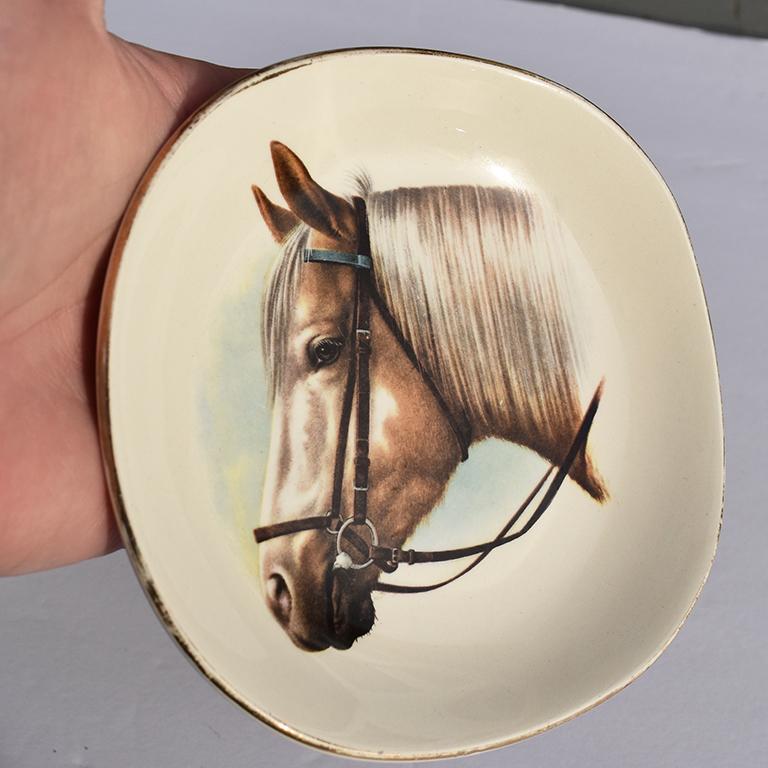 English Classic Equestrian Style Ceramic Horse Vide-Poche Decorative Trinket Dish