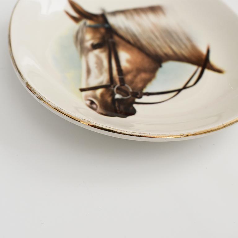 20th Century Classic Equestrian Style Ceramic Horse Vide-Poche Decorative Trinket Dish
