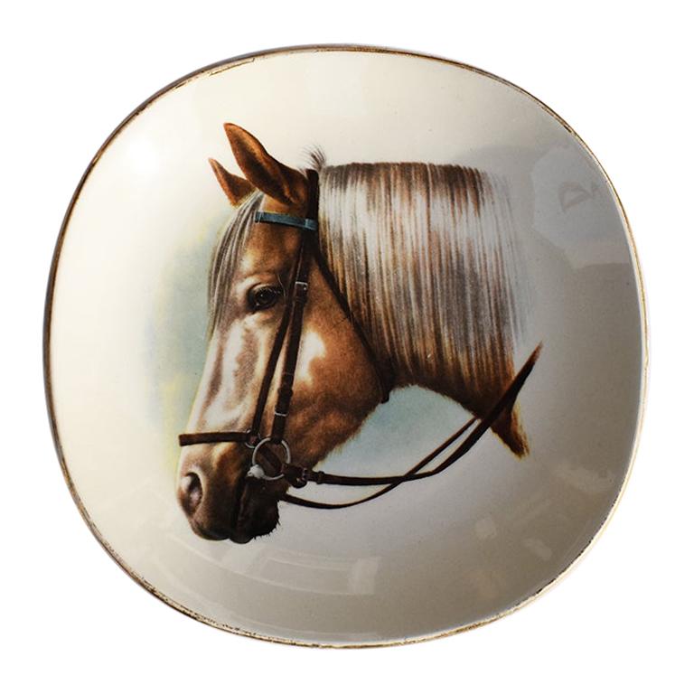 Classic Equestrian Style Ceramic Horse Vide-Poche Decorative Trinket Dish