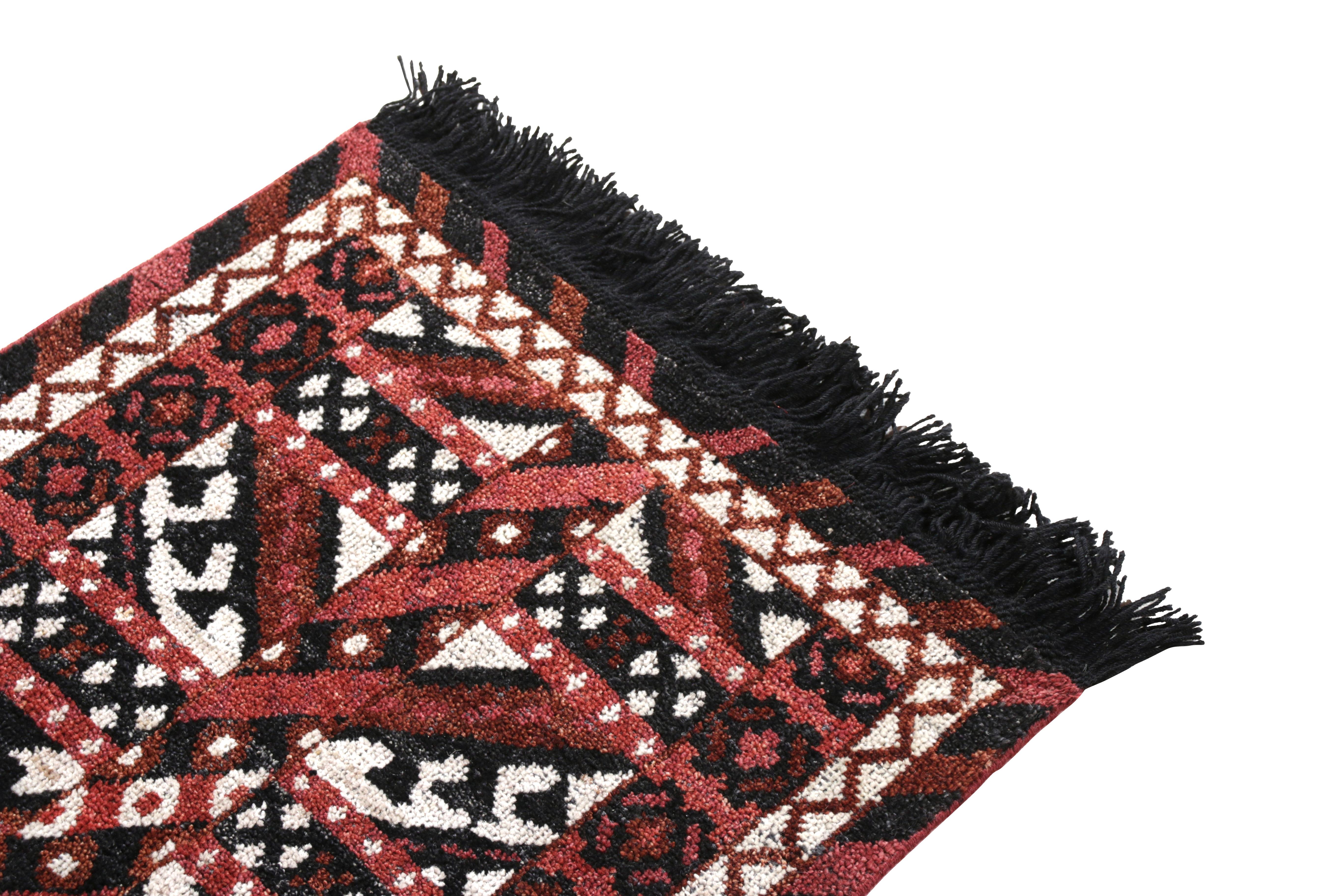 Tribal Rug & Kilim's Classic Ersari Style Custom Rug in Red and White All-Over Pattern For Sale