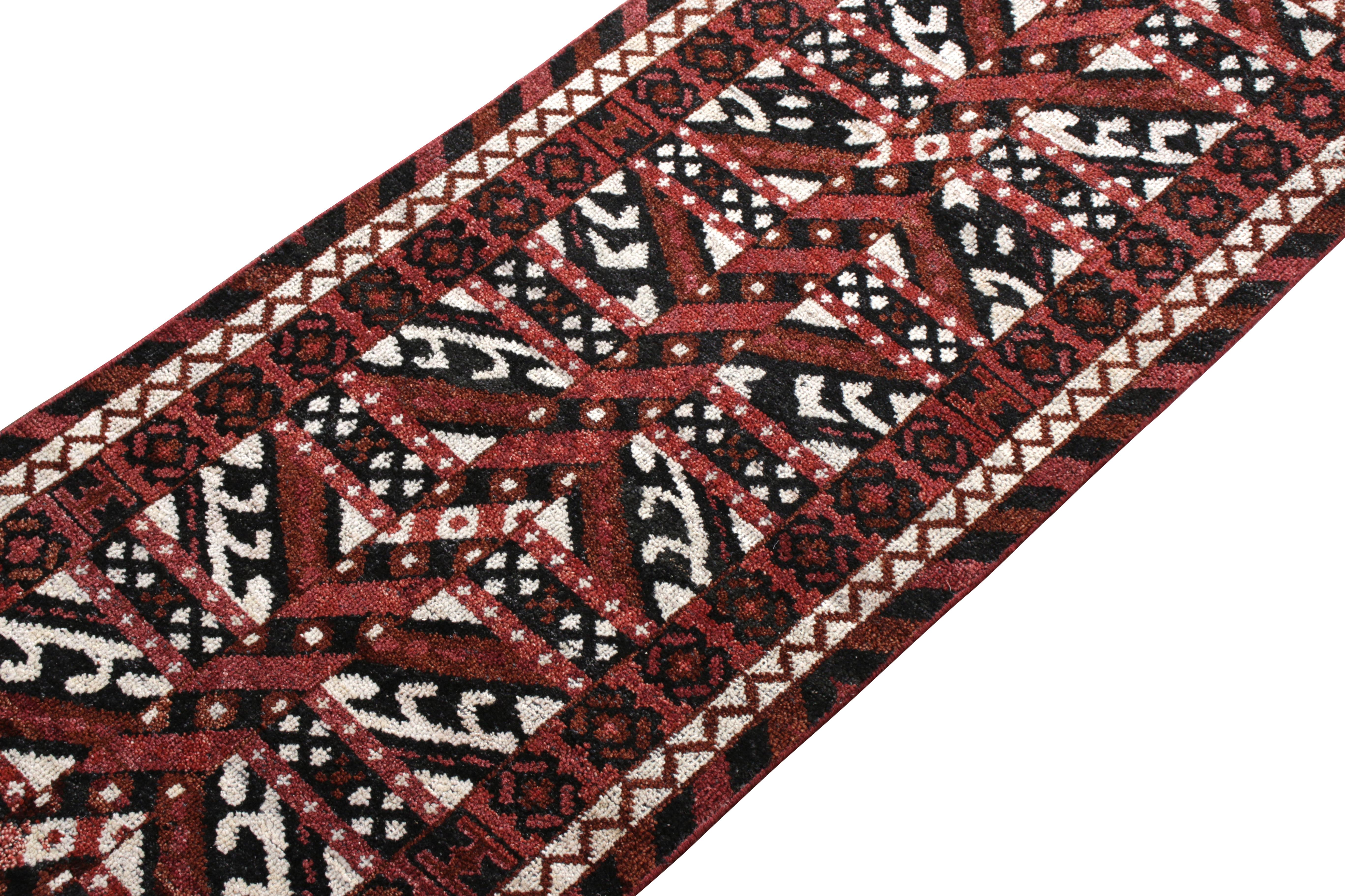 Indian Rug & Kilim's Classic Ersari Style Custom Rug in Red and White All-Over Pattern For Sale