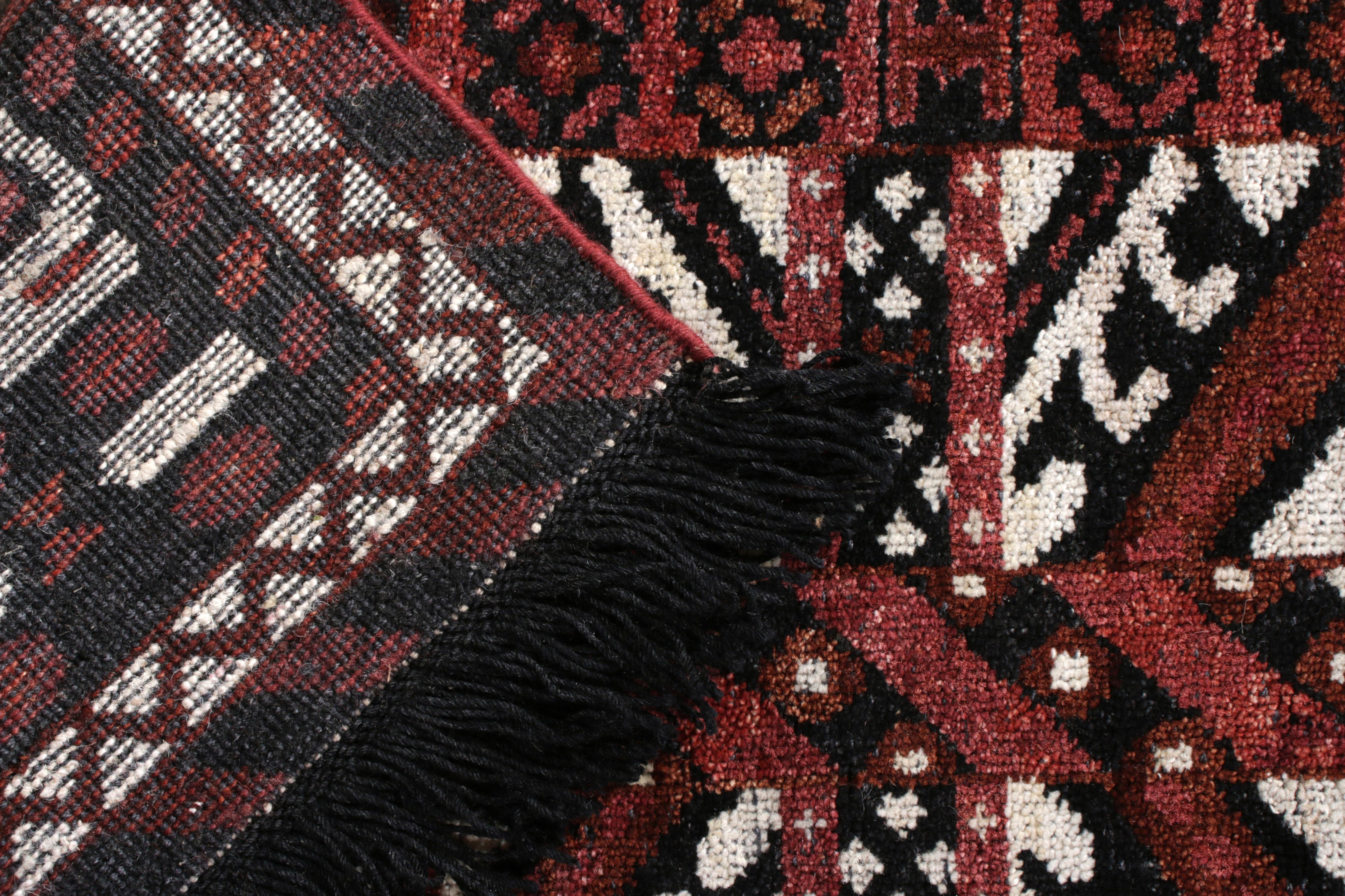 Hand-Knotted Rug & Kilim's Classic Ersari Style Custom Rug in Red and White All-Over Pattern For Sale