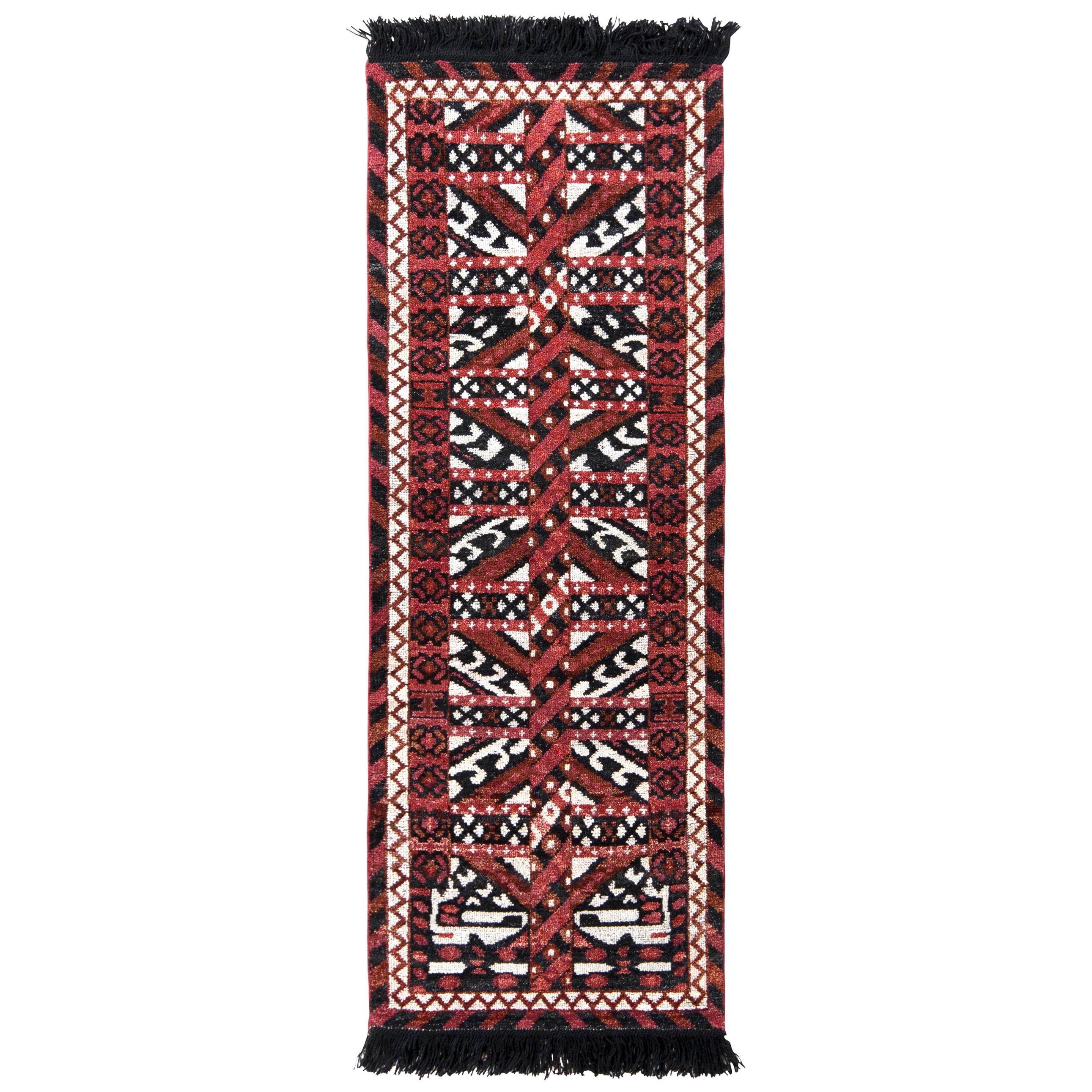Rug & Kilim's Classic Ersari Style Custom Rug in Red and White All-Over Pattern For Sale