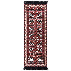 Klassischer Teppich & Kelim-Teppich im Ersari-Stil mit rotem und weißem All-Over-Muster
