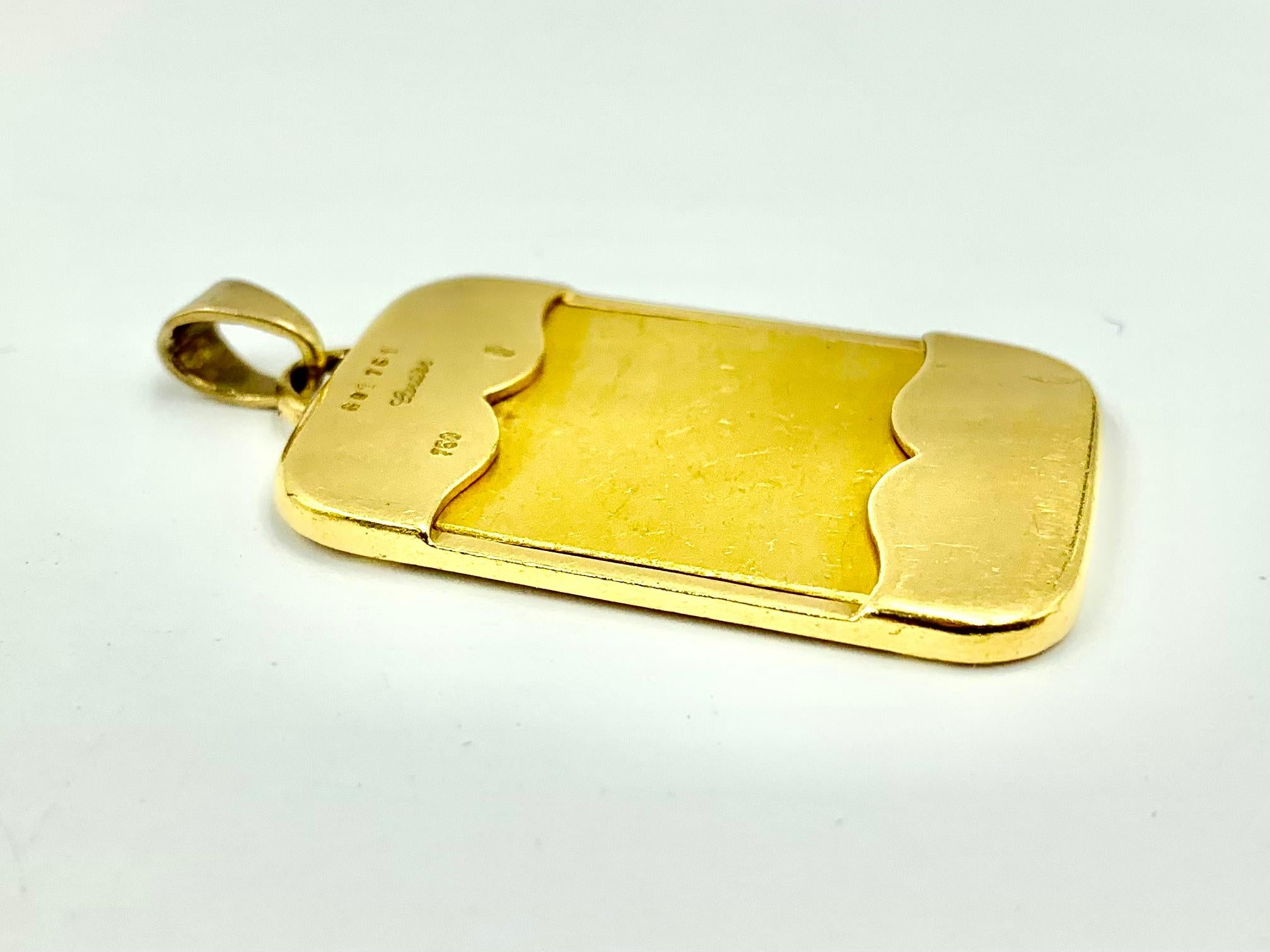 Women's or Men's Classic Estate Cartier 18K and 24K Yellow Gold Large L'Ingot D'or Pendant