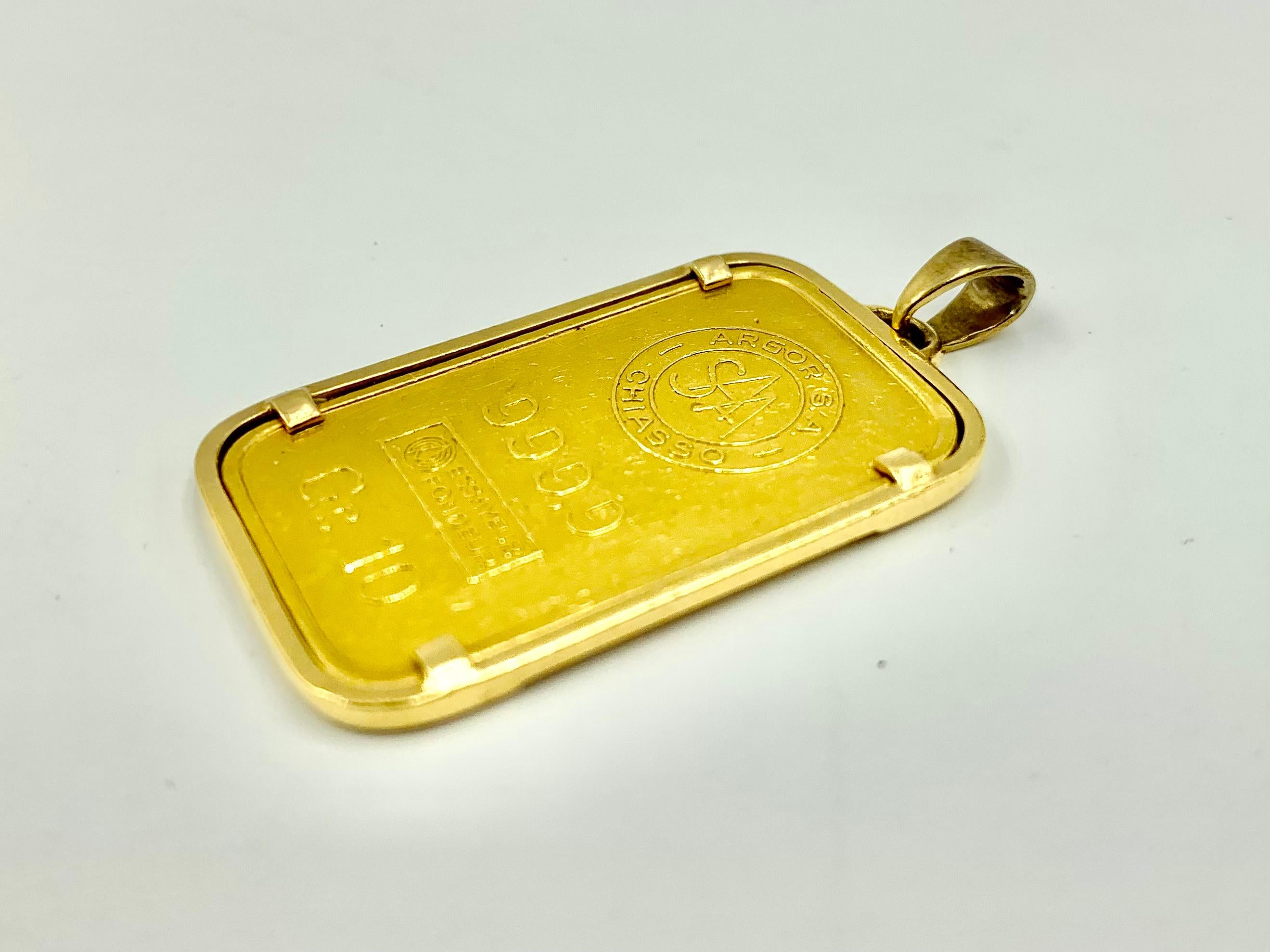 Classic Estate Cartier 18K and 24K Yellow Gold Large L'Ingot D'or Pendant 1