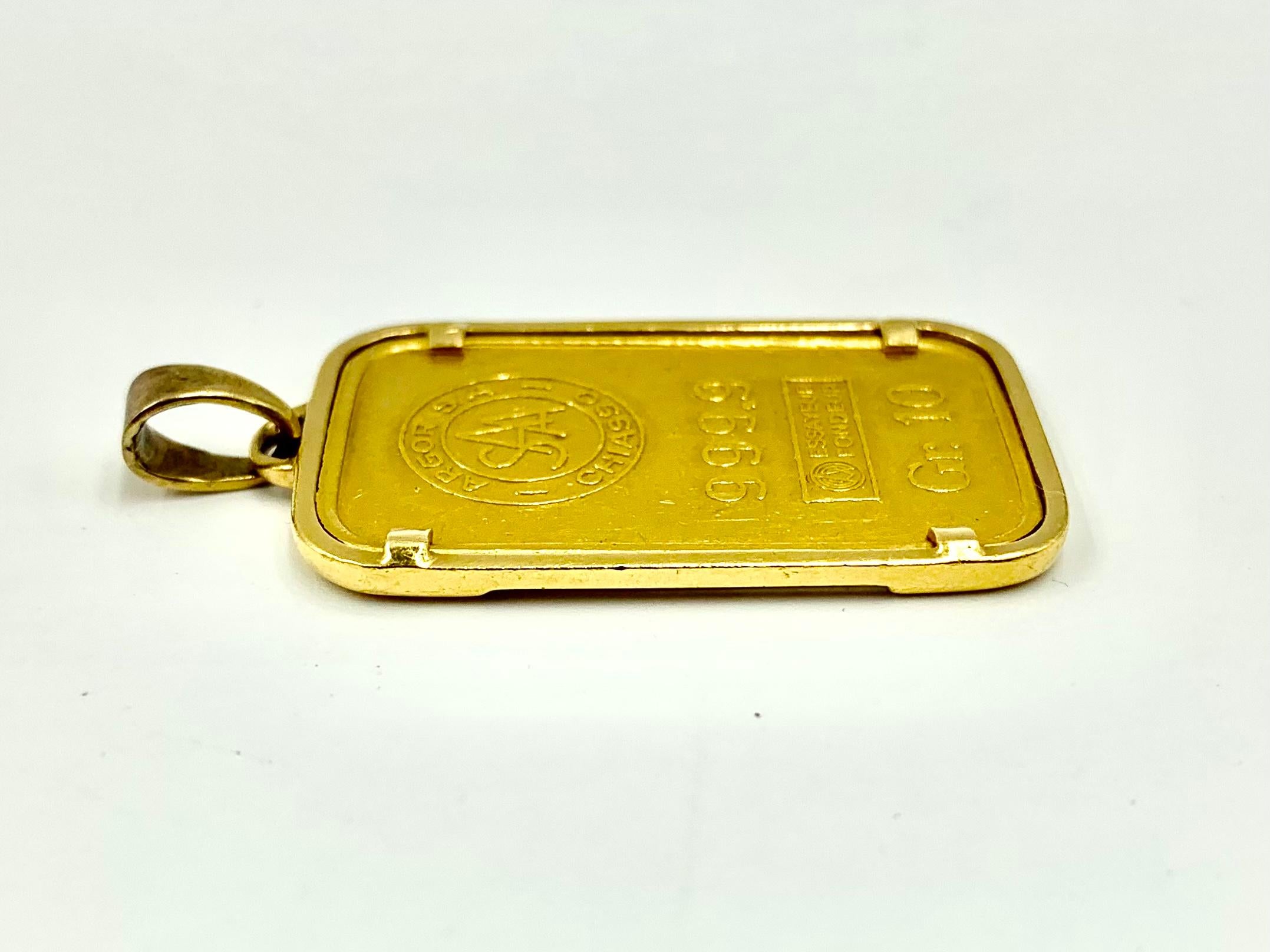 Classic Estate Cartier 18K and 24K Yellow Gold Large L'Ingot D'or Pendant 2