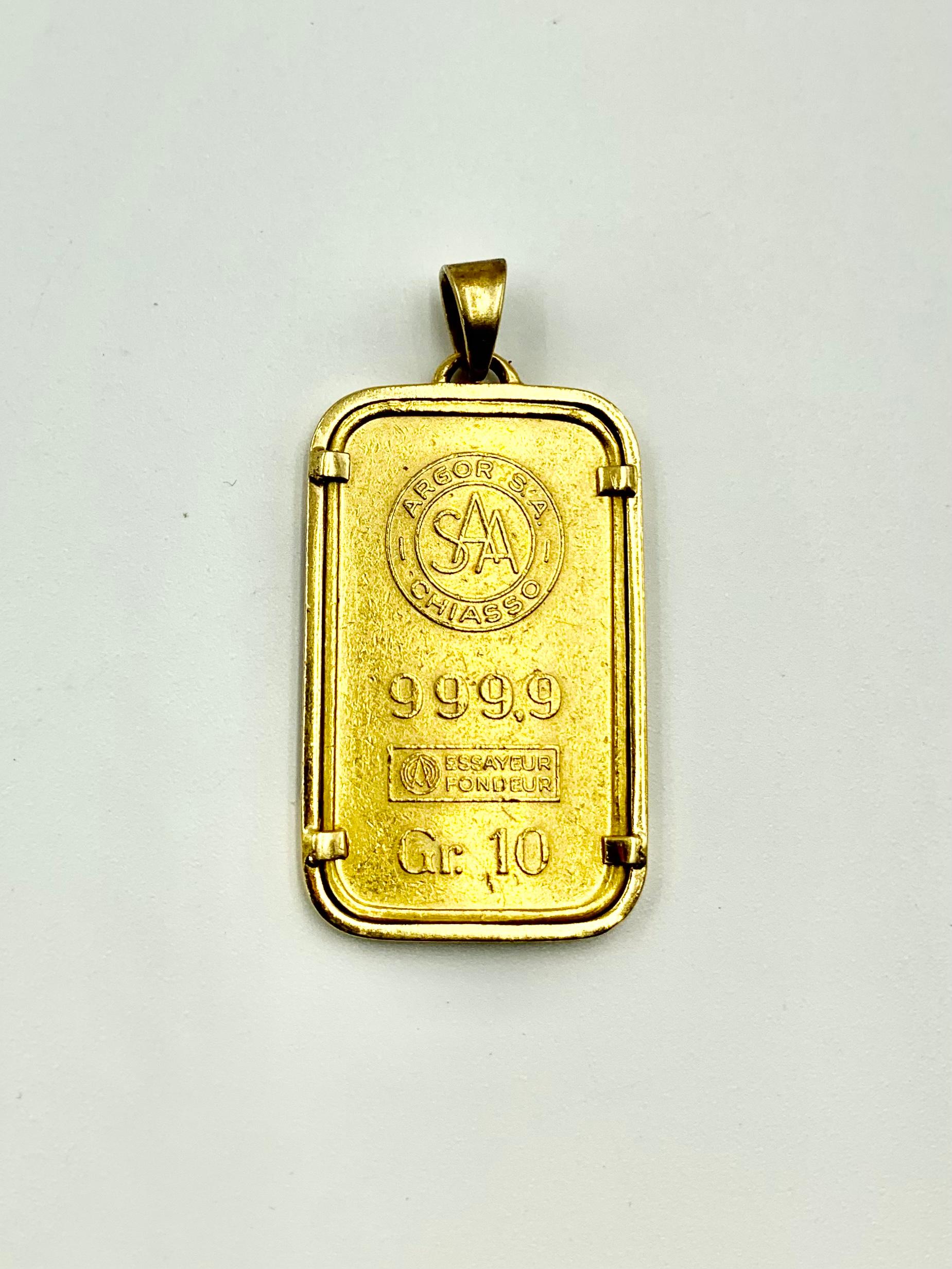 Classic Estate Cartier 18K and 24K Yellow Gold Large L'Ingot D'or Pendant 3