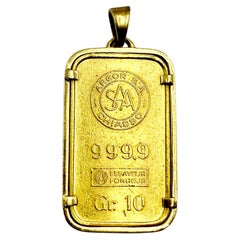 Classic Estate Cartier 18K and 24K Yellow Gold Large L'Ingot D'or Pendant