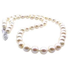 Classic Estate Vintage Cultured Japanese Pearl White Strand Necklace 14KW