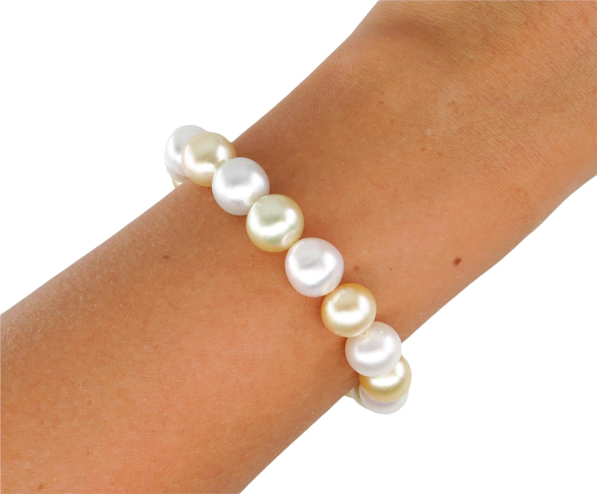 Bracelet vintage classique de succession en perles d'eau douce multicolores de 9,5 mm à 10 mm en vente 5