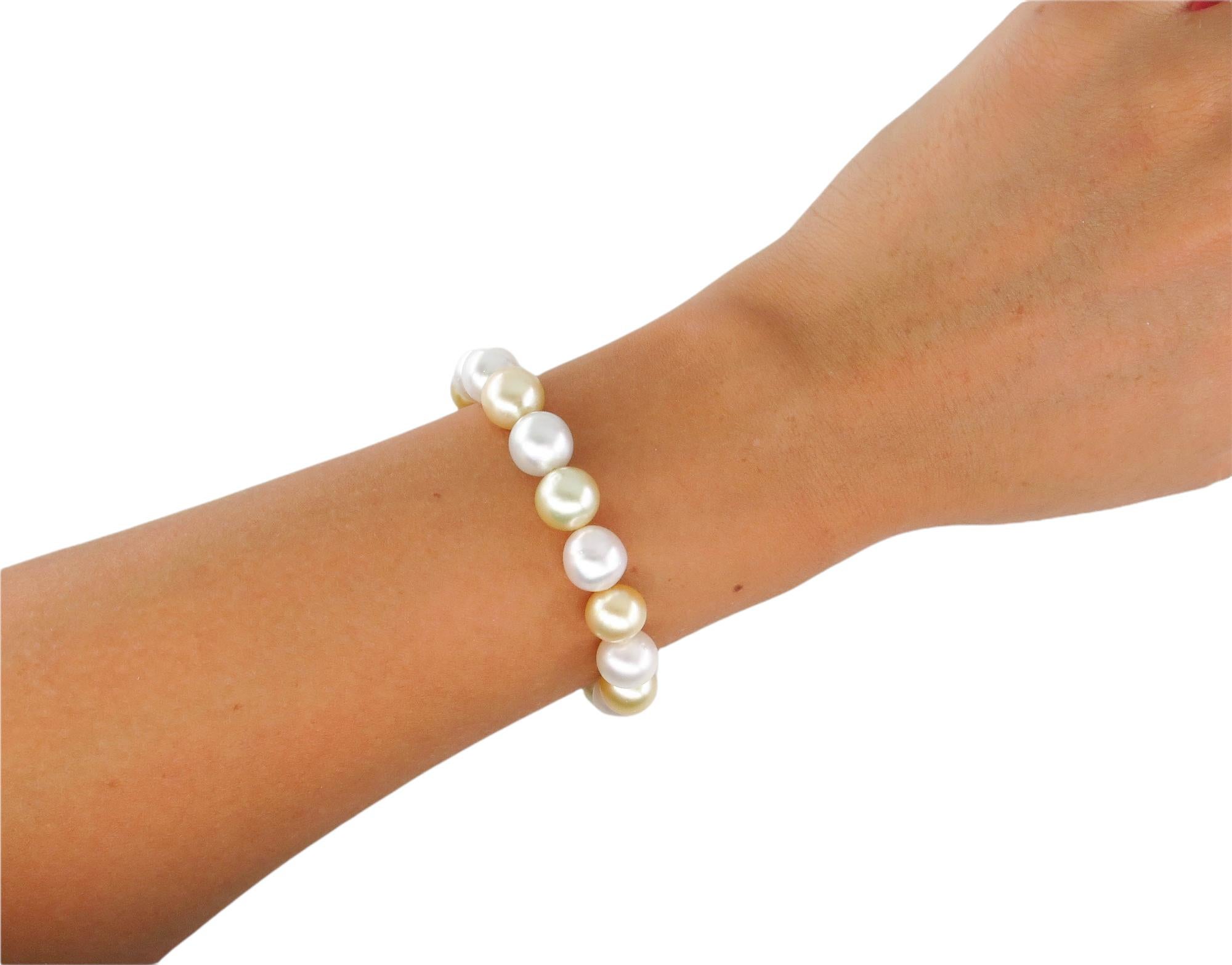 Bracelet vintage classique de succession en perles d'eau douce multicolores de 9,5 mm à 10 mm en vente 2