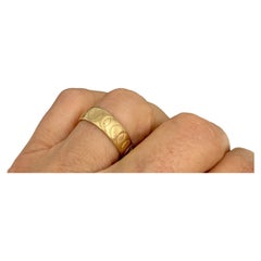 Classic Estate Wide 14K Yellow Gold Interlocking Circles Cigar Band Ring