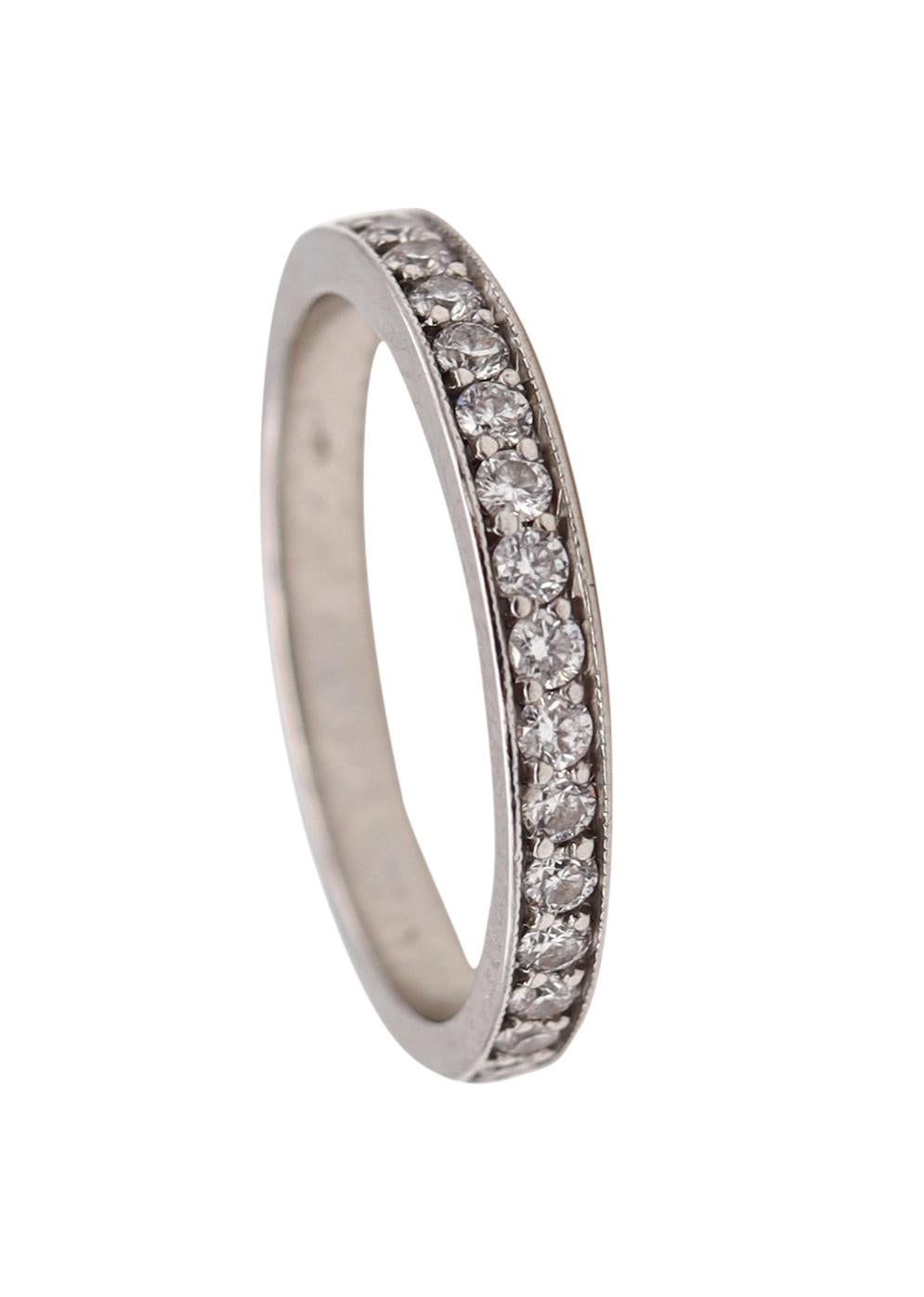 Classic Eternity Ring in Platinum with 32 VS-2 Round Diamonds For Sale