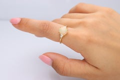 Classic Ethiopian Opal with Diamond Accents 10k Yellow Gold Ring For Women/Girls
