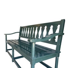 Classic European Wooden Bench, Dark Forest Green, Solid Wood, France