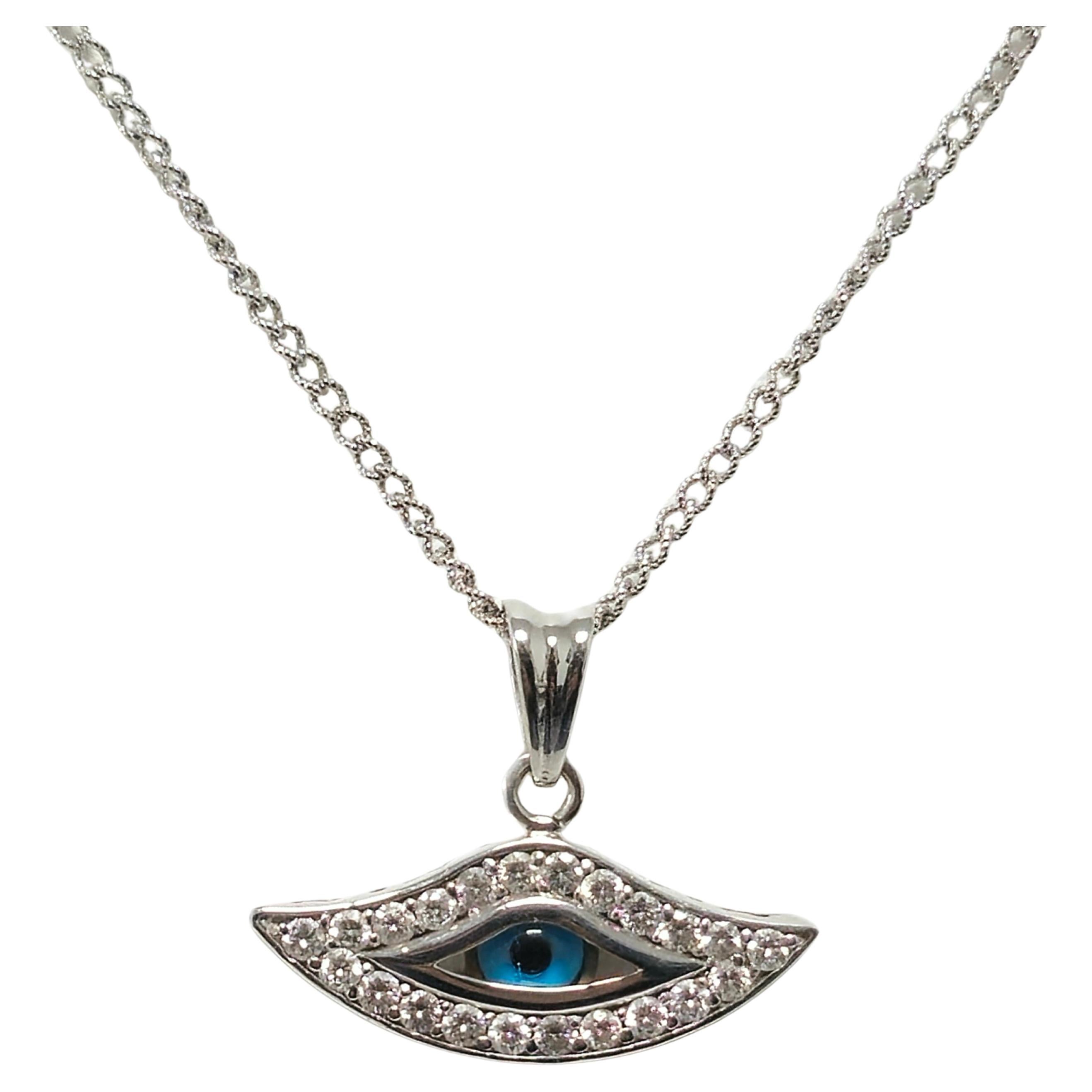 Classic Evil Eye & Diamond Necklace in 18K Gold
