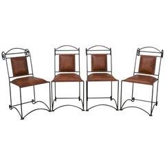 Classic Examples of Modern Designed Leather and Iron Dinning Chairs