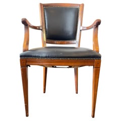 Classic Executive Armchair in Cherry Wood and Leather