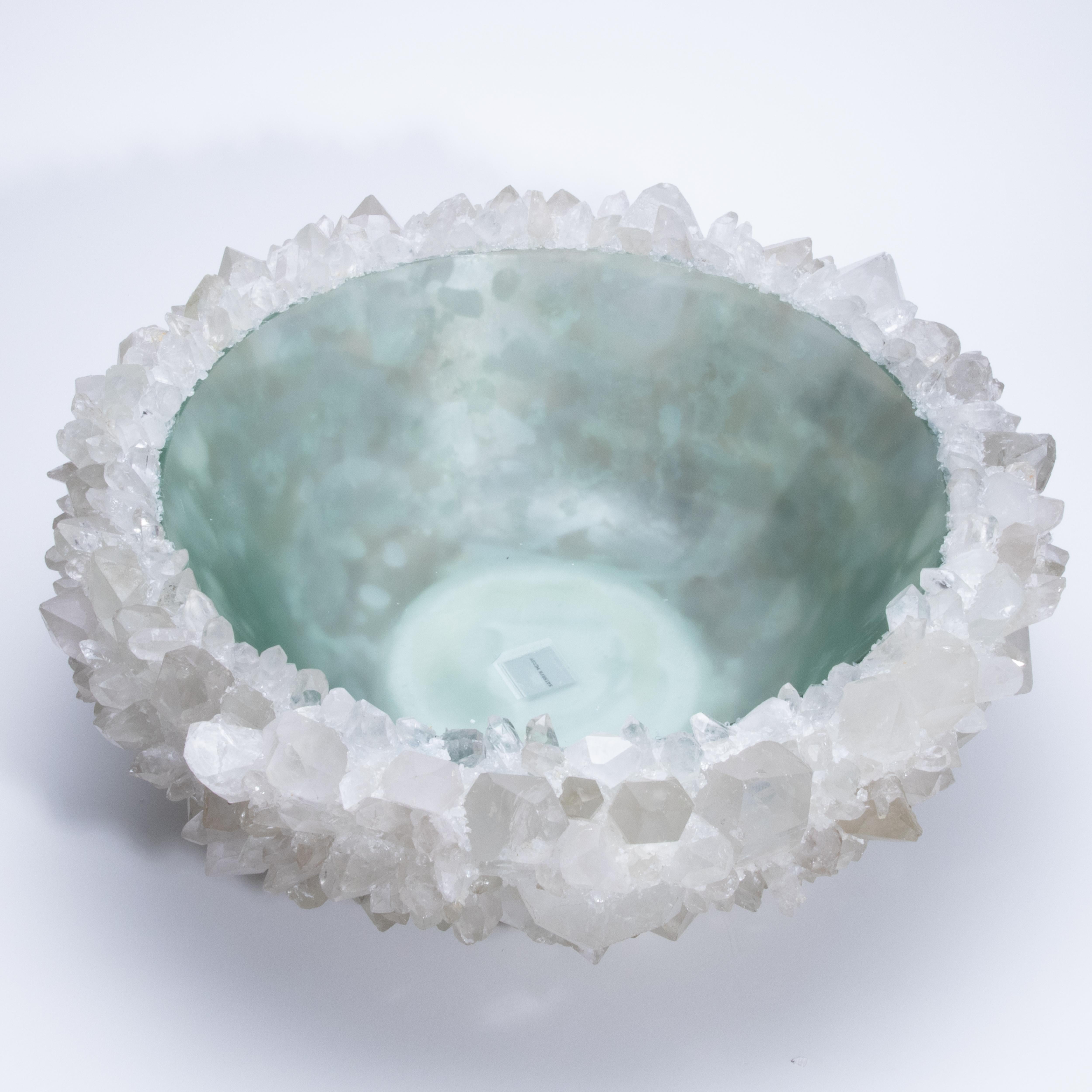 Hand-Crafted Classic Extra Large Bowl in Clear Quartz by Kathryn McCoy For Sale