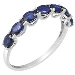 Anillo Clásico Zafiro Azul Fantasía Oro Blanco