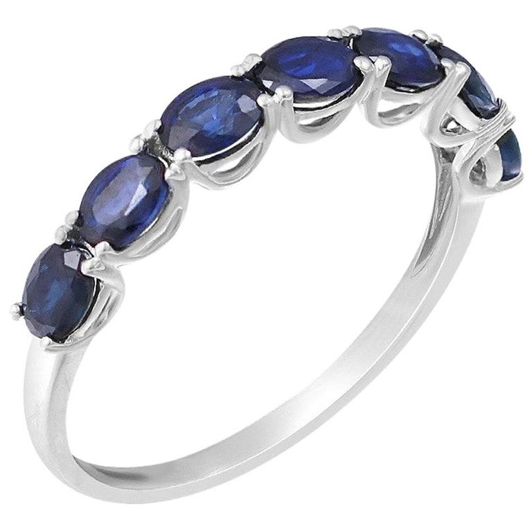 Classic Fancy Blue Sapphire White Gold Ring For Sale at 1stDibs