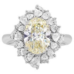 Classic Fancy-Cut Yellow Diamond & Pear-Cut White Diamond 18k White Gold Ring
