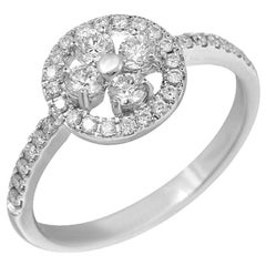 Anillo Clásico Diamante Fantasía Oro Blanco