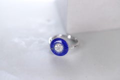 Classic Fancy Lapis with Round-Cut Diamond Accents 18k White Gold Cocktail Ring