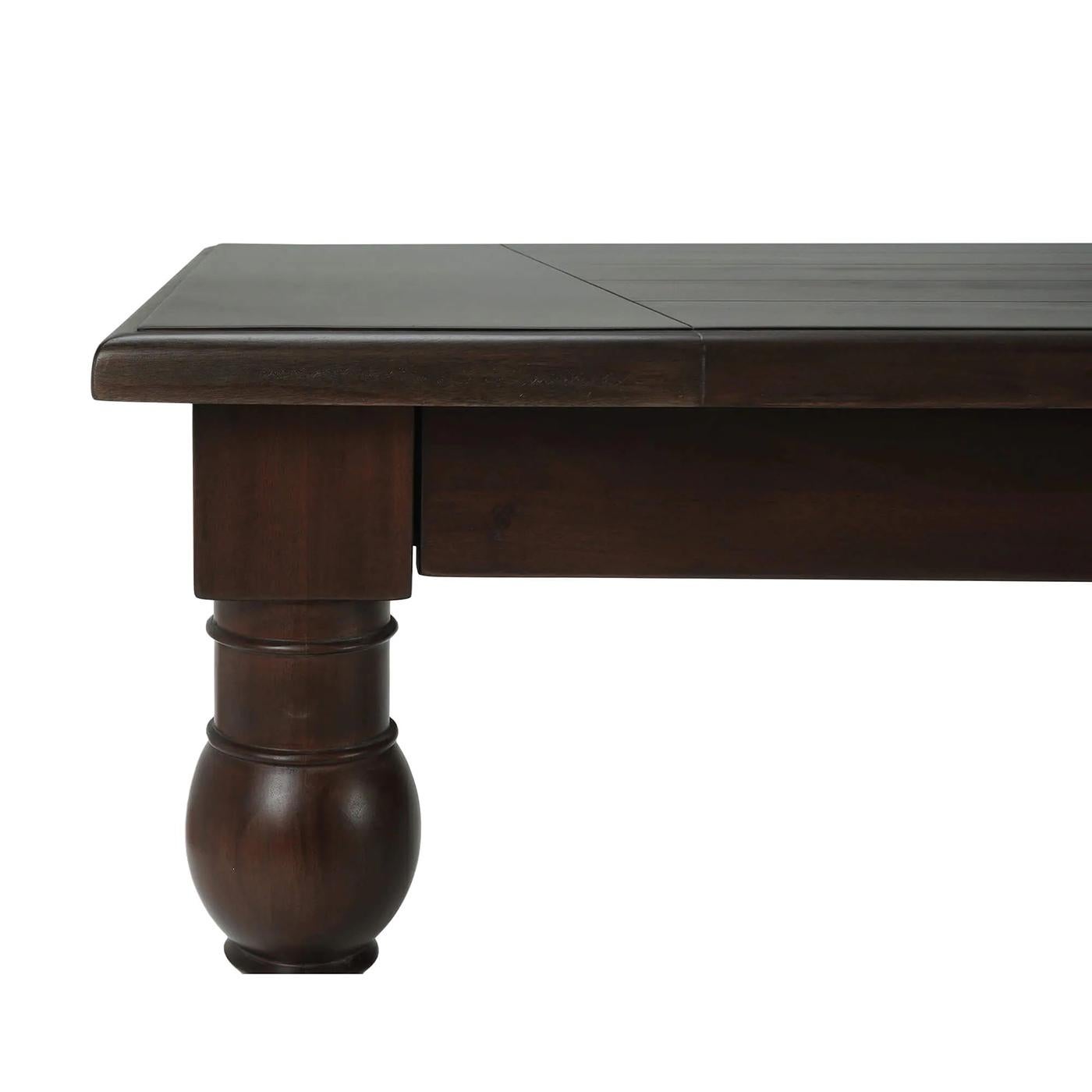 Classic Farmhouse Dining Table - Walnut Finish In New Condition For Sale In Westwood, NJ