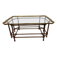 Classic Faux Bamboo Brass & Glass Tray Top Coffee Table