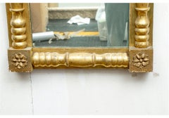 Classic Federal 19th C. Carved And Gilt Two-part Mirror
