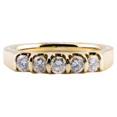 Classic Five Stone 0.50CTW Diamond Wedding Band Ring in 14 Karat Yellow Gold