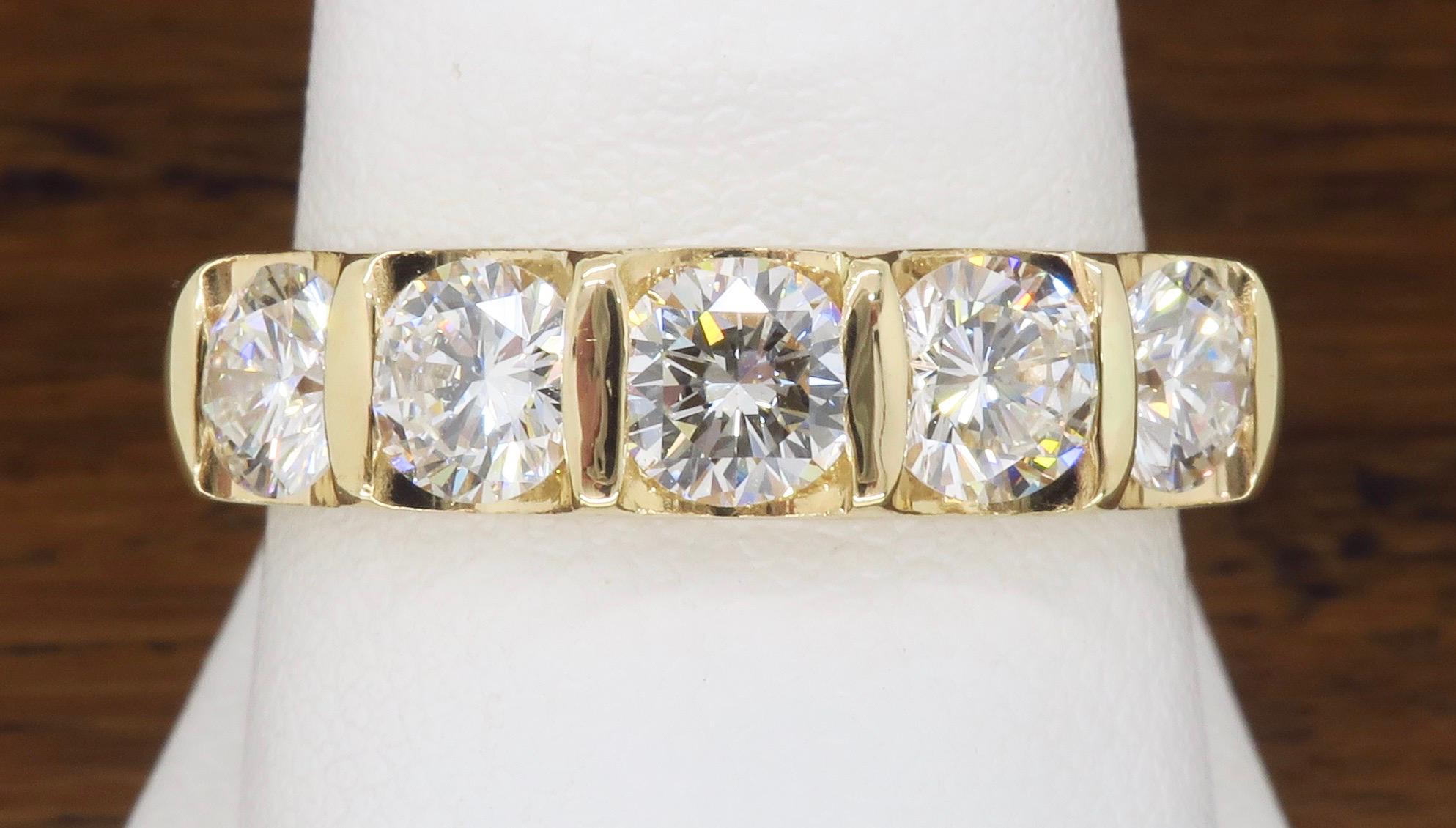 Women's or Men's Classic Five-Stone Diamond Ring