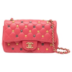 Chanel Quilted Studded Mini Flap Bag Pink