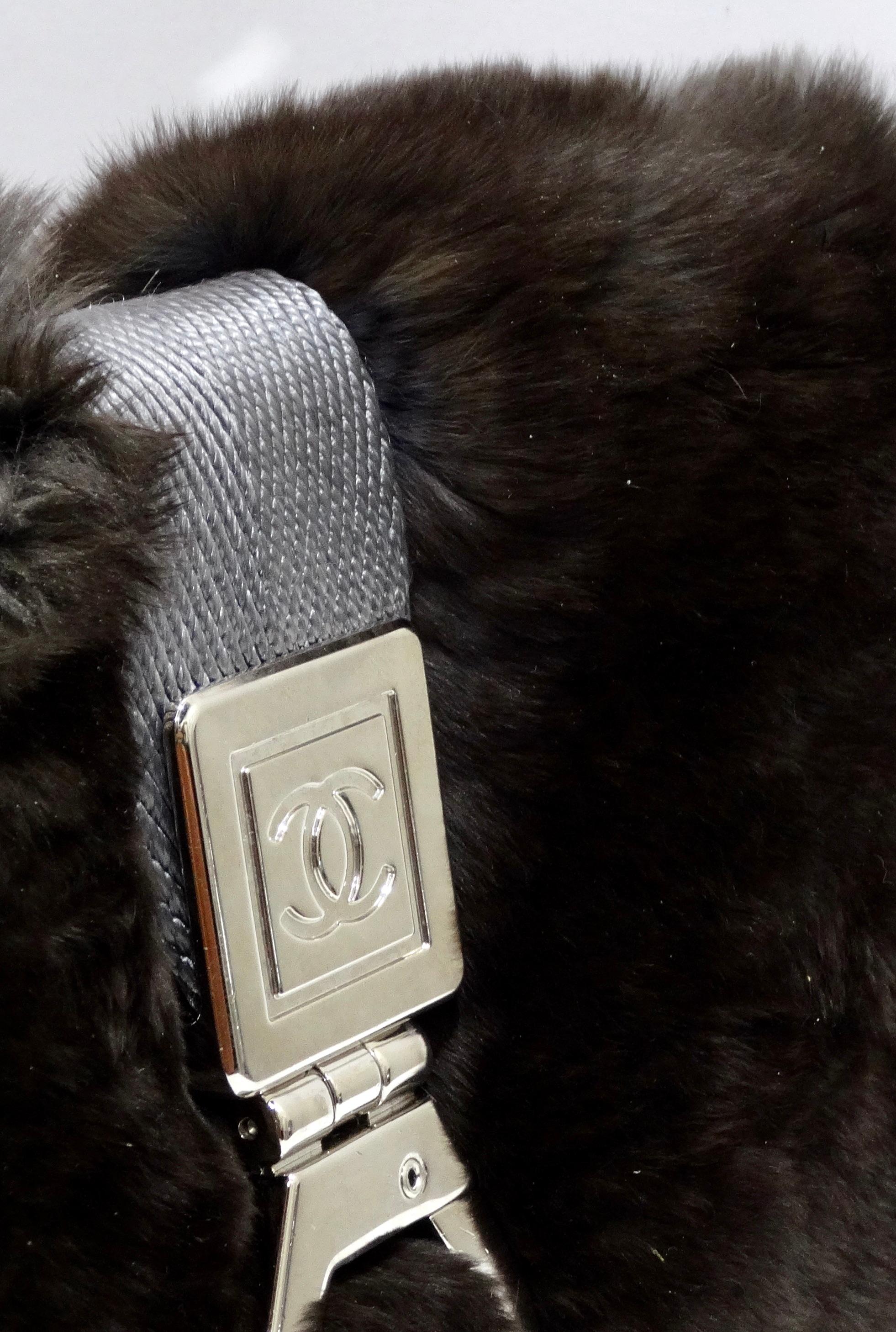 Black Classic Flap Limited Edition Rabbit Fur Shoulder Bag For Sale