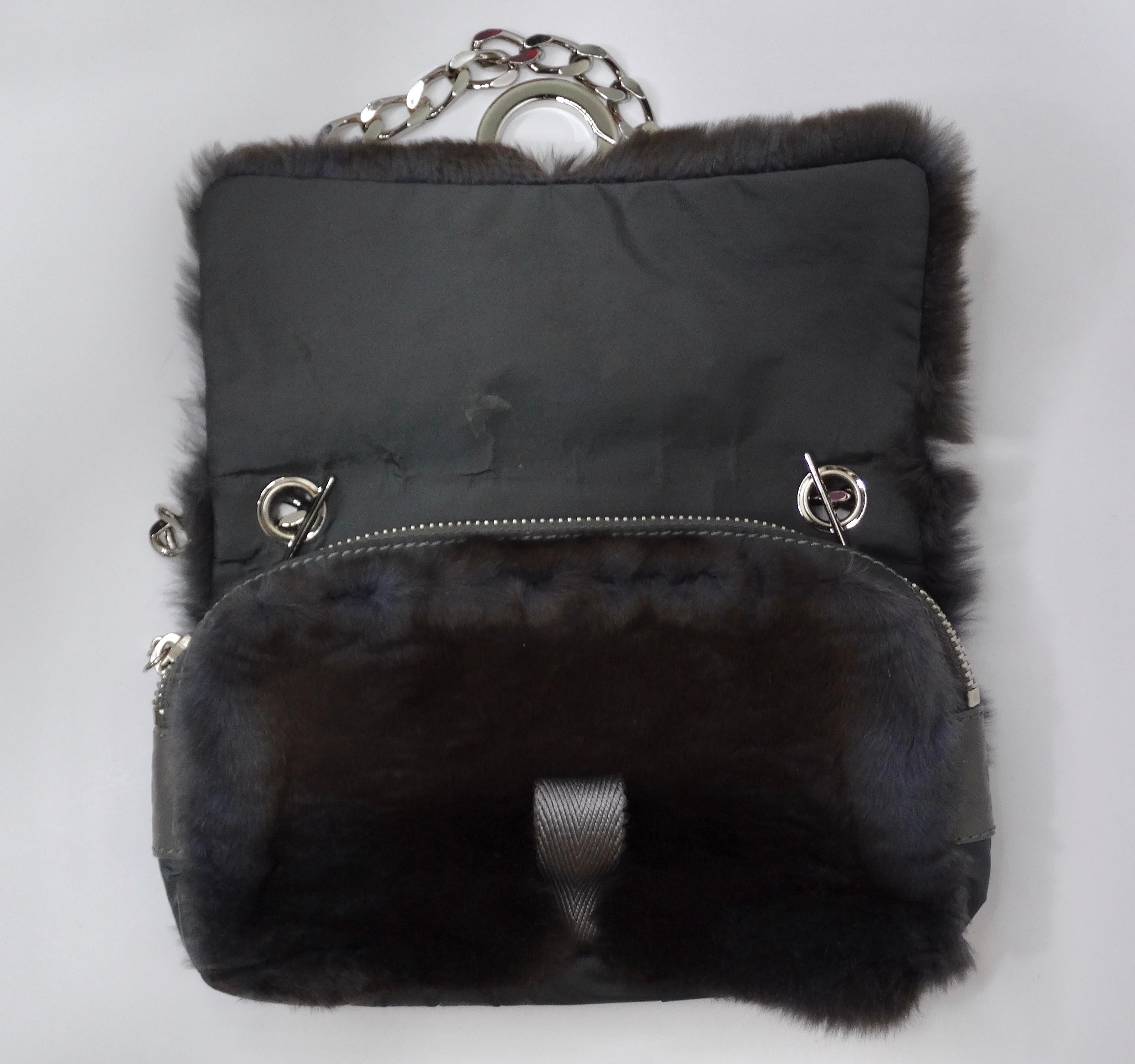 Classic Flap Limited Edition Rabbit Fur Shoulder Bag For Sale 4