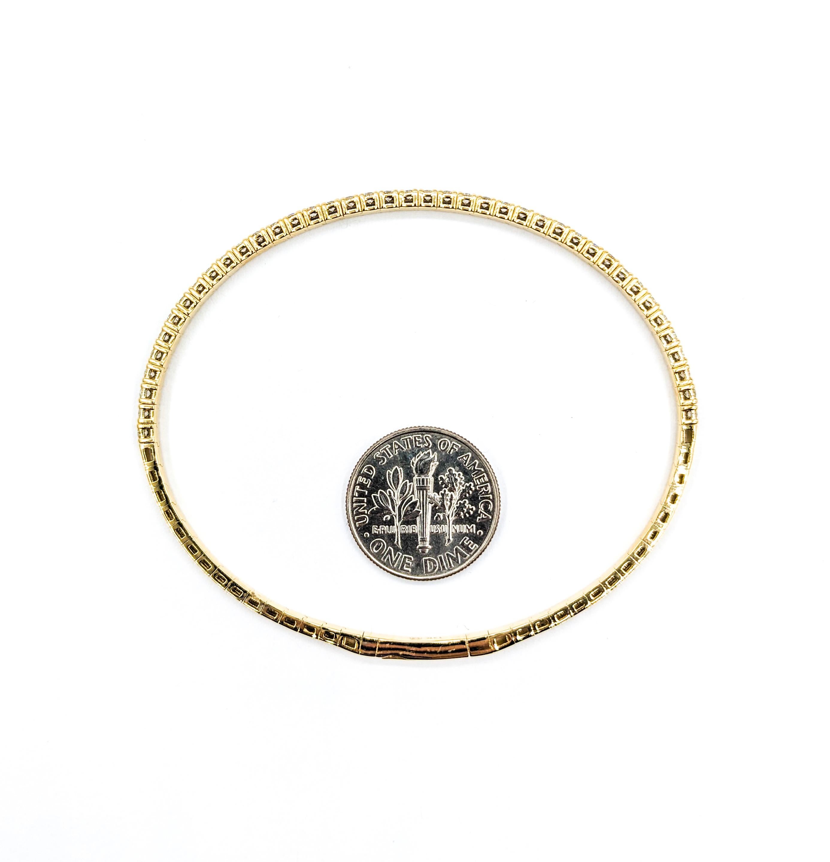 Klassischer flexibler Diamant-Armreif aus Gelbgold (Rundschliff)