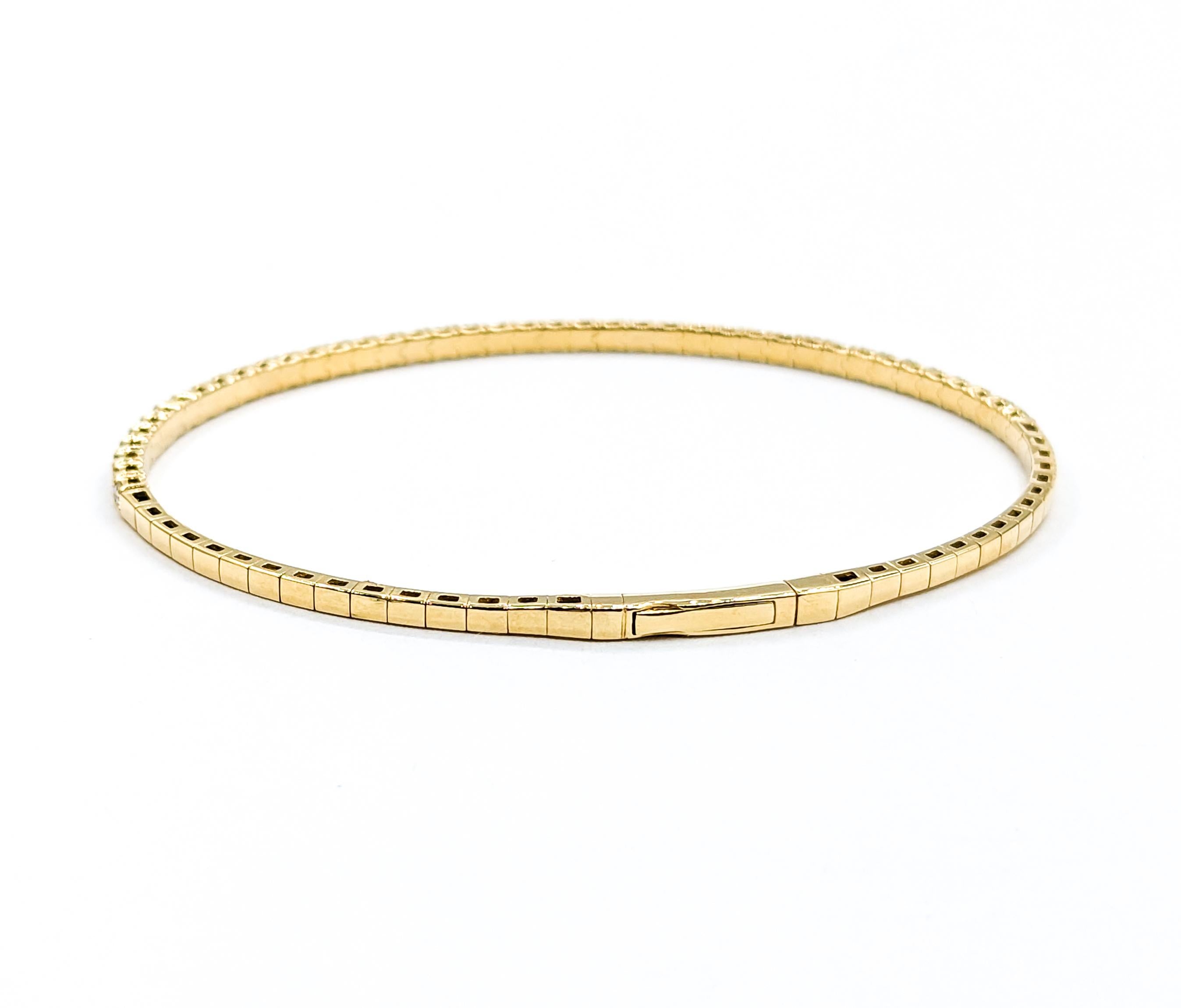 Klassischer flexibler Diamant-Armreif aus Gelbgold Damen