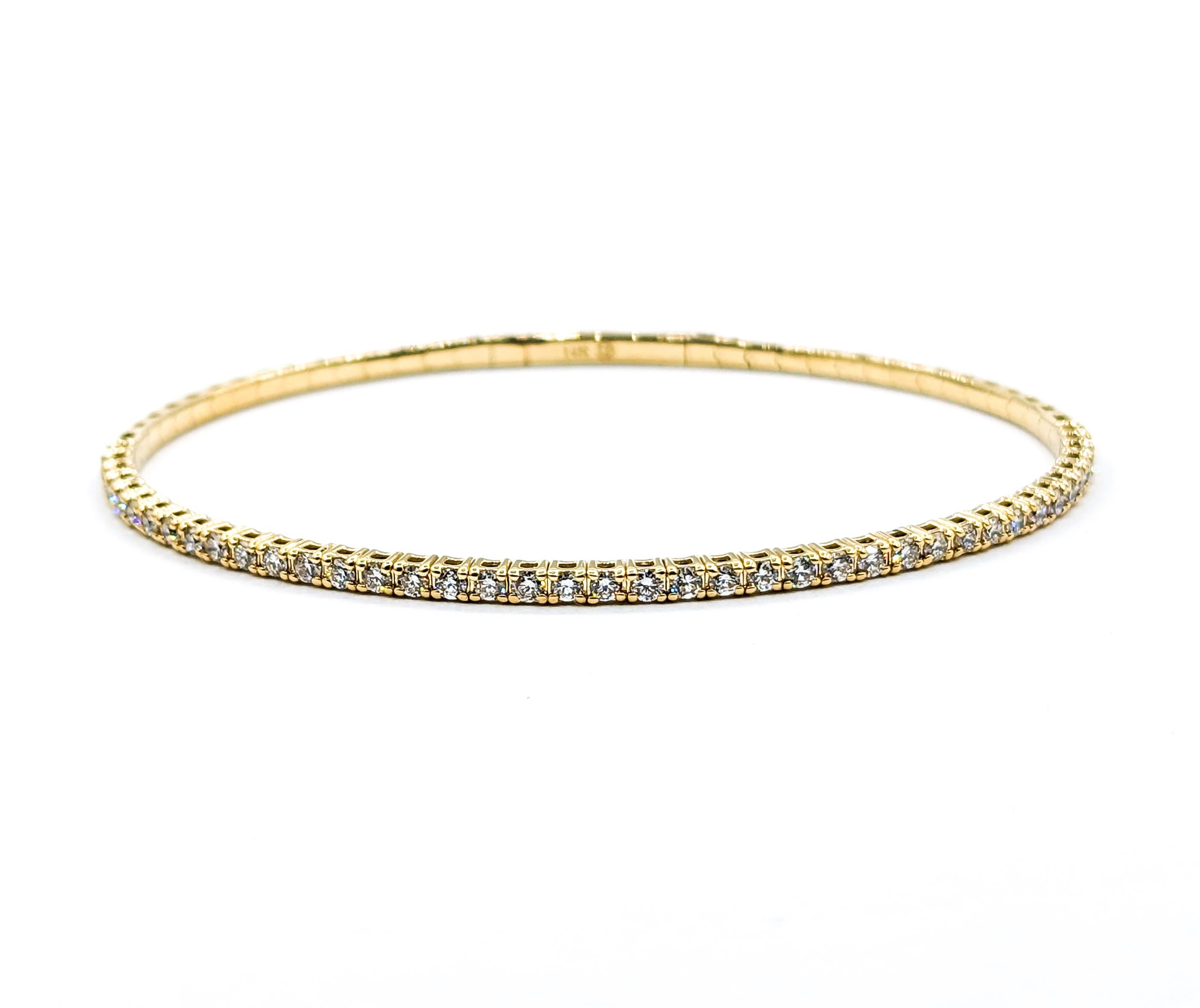 Klassischer flexibler Diamant-Armreif aus Gelbgold 3