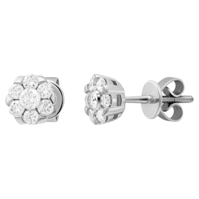 Classic Flower Diamond White 14k Gold Earrings  for Her For Sale
