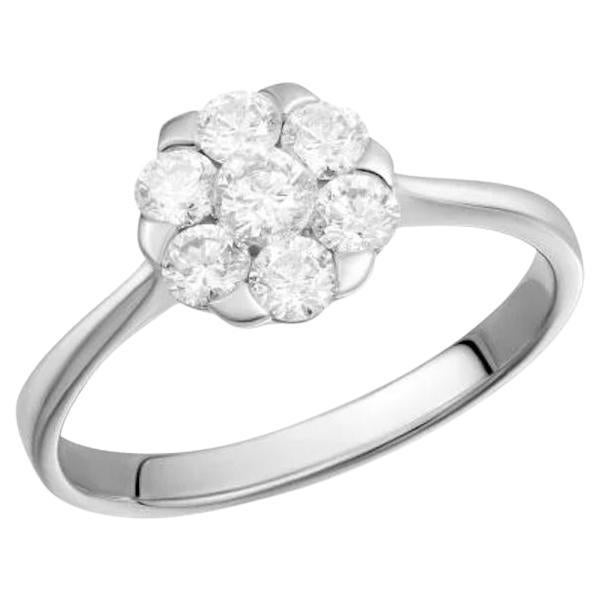 Classic Blume Diamant Weiß 14k Gold Ring  für sie im Angebot