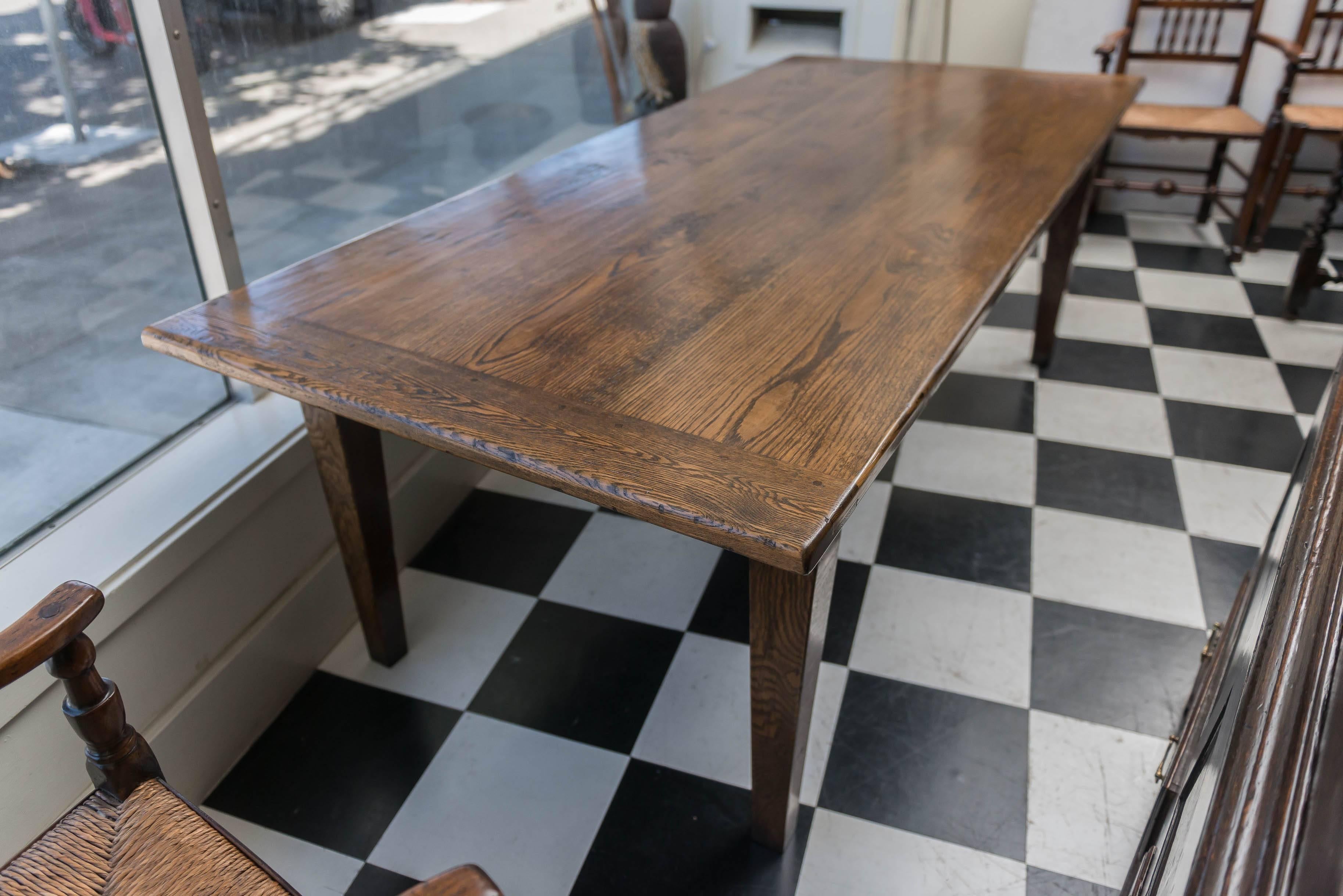 Hand-Crafted Classic Form Solid Oak Dining Table, Pegged Construction, 20th Century