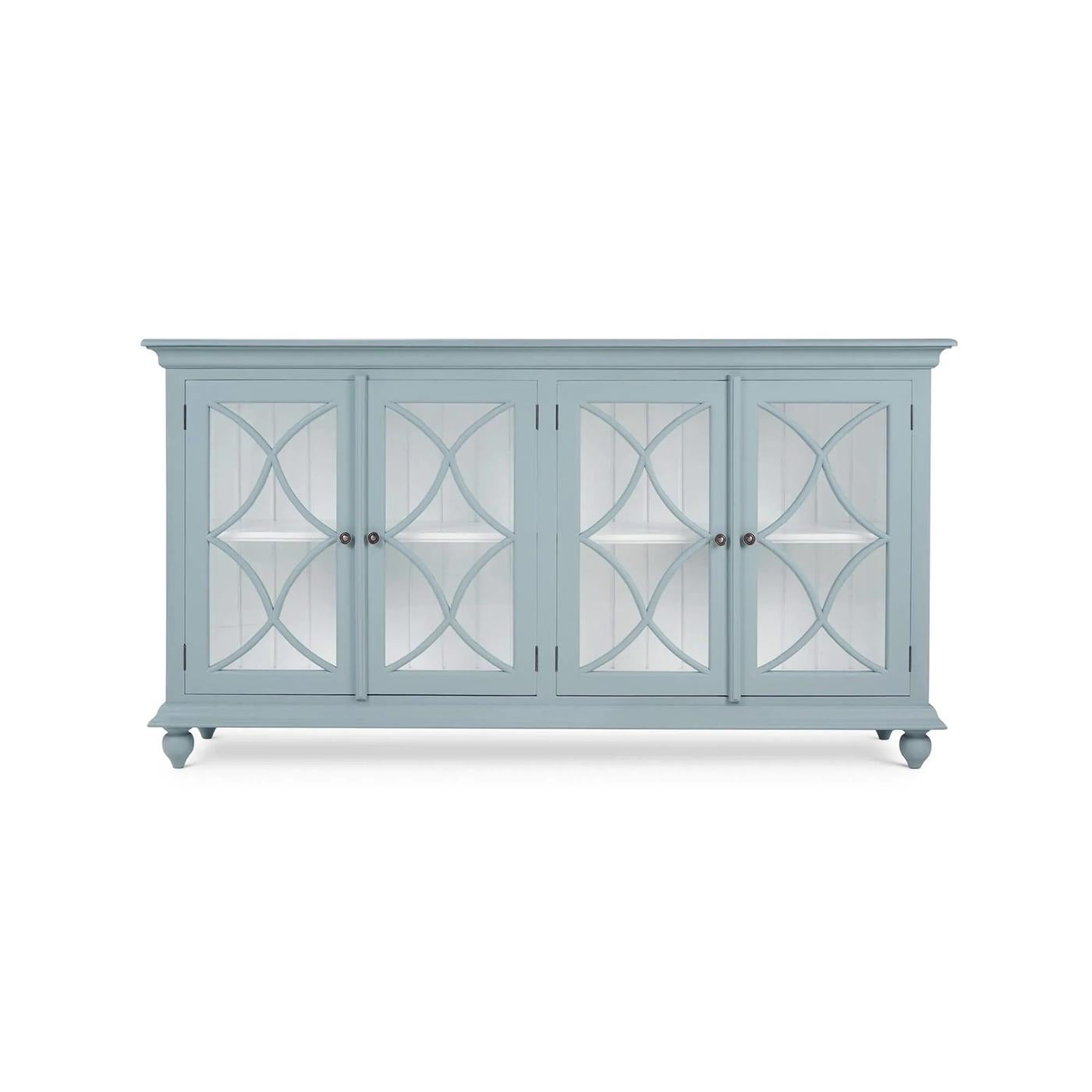 Asian Classic Four Door Credenza - Frosted Blue For Sale