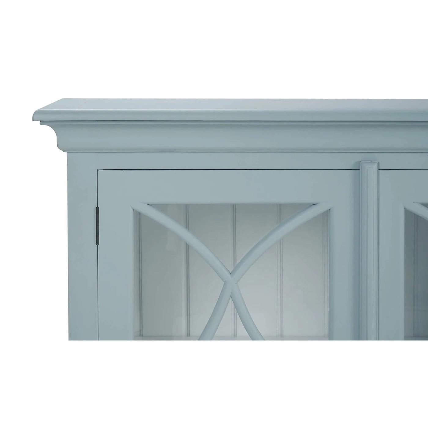 Glass Classic Four Door Credenza - Frosted Blue For Sale