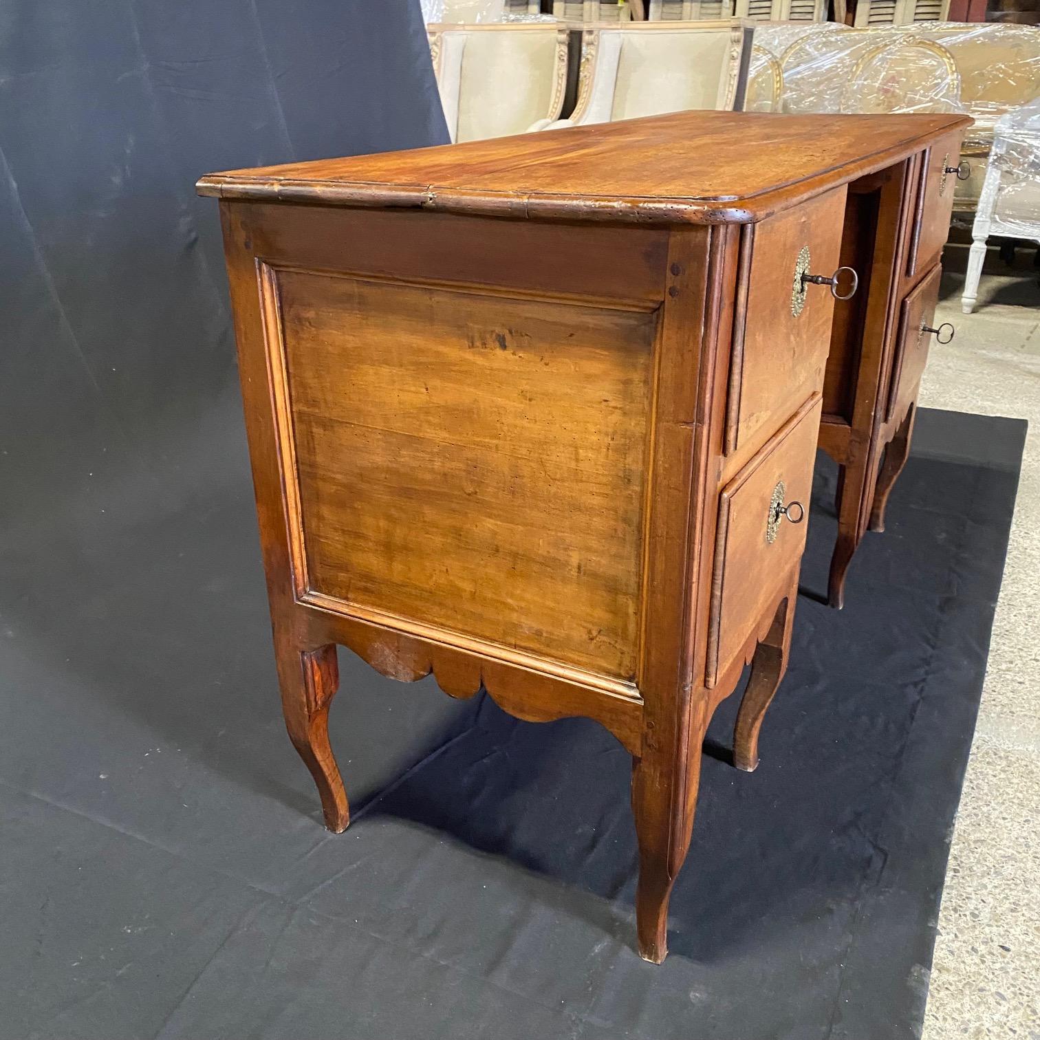 18th Century and Earlier Classic French 18th Century Empire Walnut Kneehole Writing Desk  For Sale